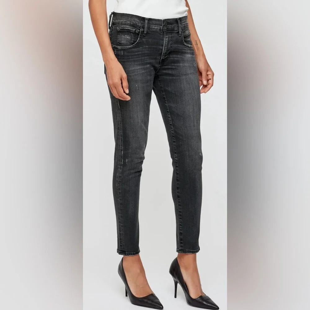Moussy Vintage Black Skinny Jeans Distressed Stretch SZ 30
